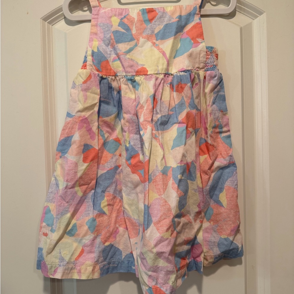 GAP Girls Multicolor Pastel Leaf Print Dress - Pink, Blue, Yellow - 3t